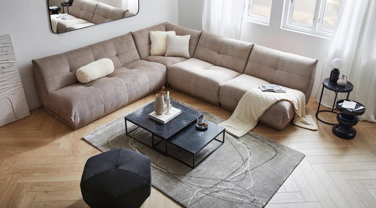 Modul Sofa Giselle Ecke B: 105 Cm Cord Taupe - Taupe, Trend, Textil (105/80/105cm) - Livetastic