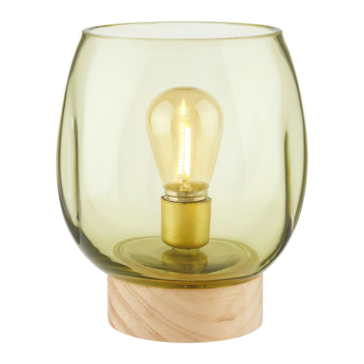 Náladové svítidlo Levi, V: ca 14cm,dřevo,sklo - dřevo/sklo (14/17/14cm)
