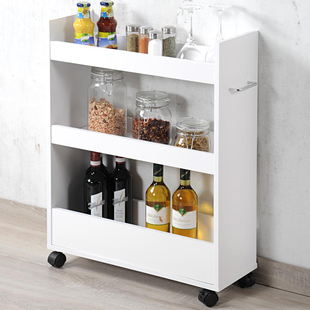 Eckregal mit Rollen B: 60 cm Weiß - Weiß, MODERN, Holzwerkstoff (60/22/79cm) - Kesper