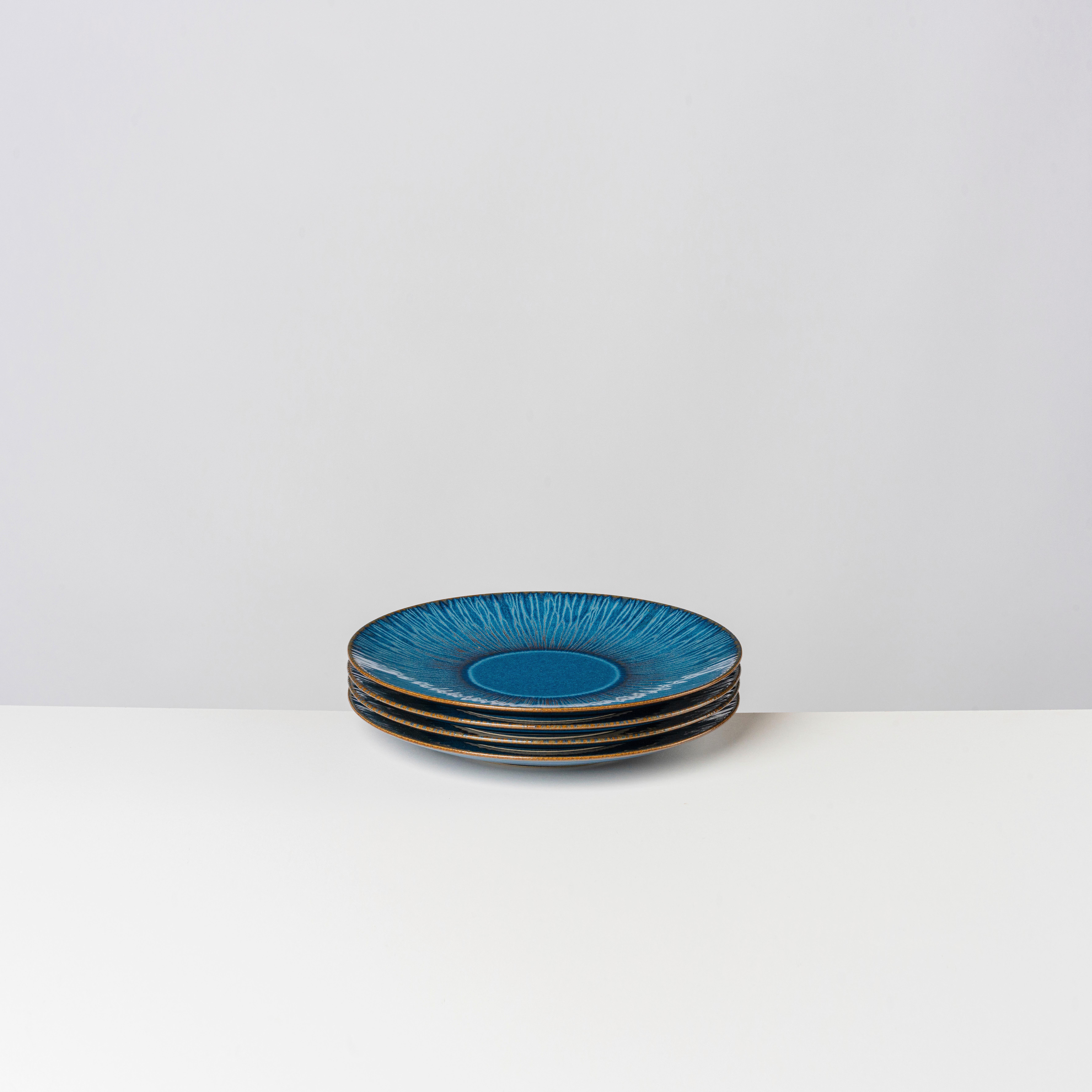 Dessertellerset 4 -teilig. Steinzeug, Blau - Blau, Basics, Keramik (21/2,5cm) - Gipfelstück
