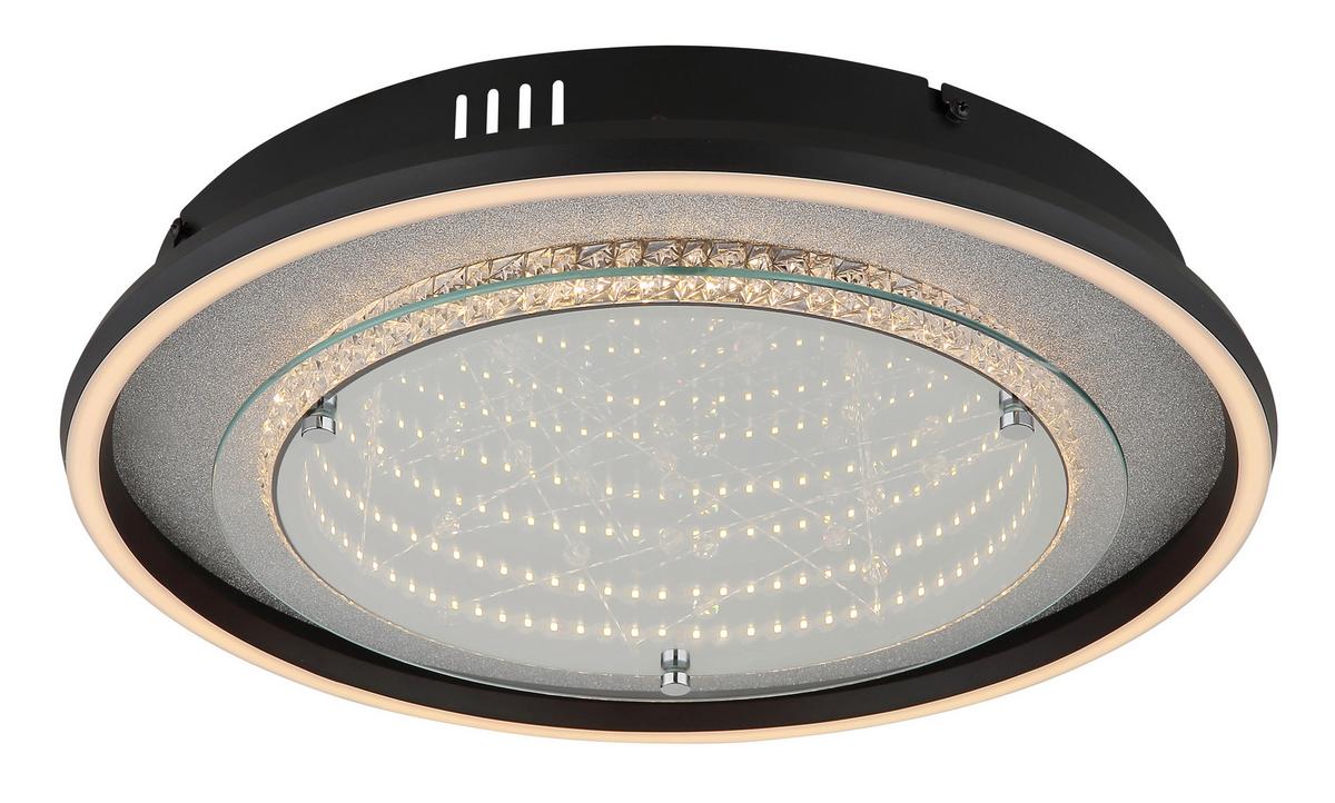 LED-Deckenleuchte Memory-Funktion - Klar/Silberfarben, Design, Glas/Kunststoff (40/6,8cm) - Globo