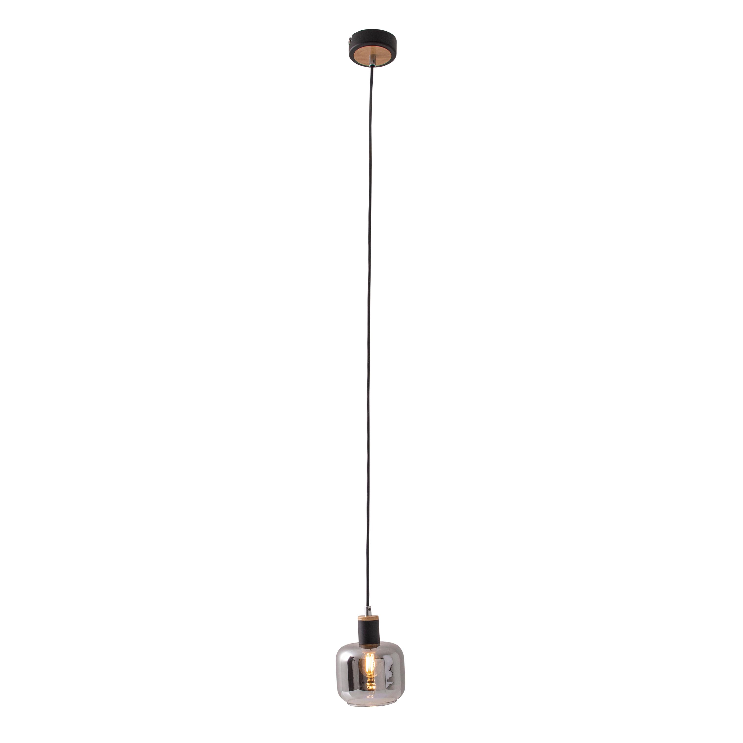 Pendelleuchte Fumoso - Schwarz/Naturfarben, Design, Glas/Metall (13/120cm) - Näve