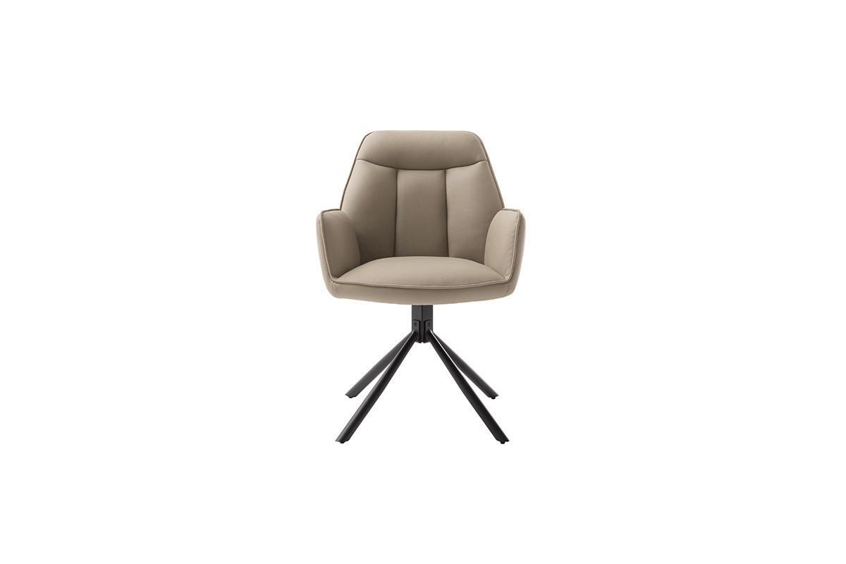 Armlehnstuhl Rafaela Textil Cappuccino 180° Drehbar - Schwarz/Cappuccino, Trend, Textil/Metall (62/89/64cm)