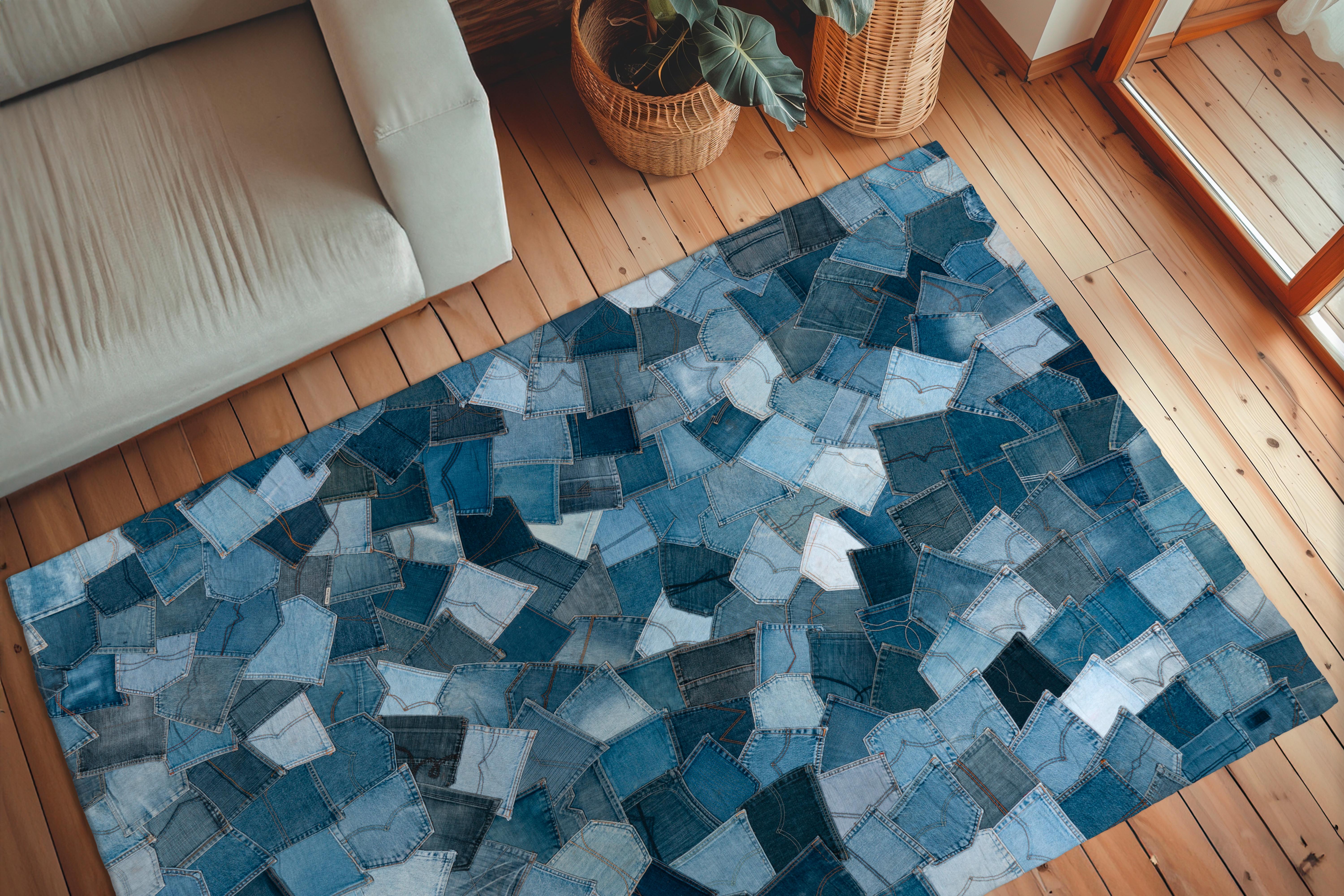 Flachwebteppich My Denim Pocke 465 Blu 160x230 - Blau, Basics, Textil (160/230cm) - Obsession