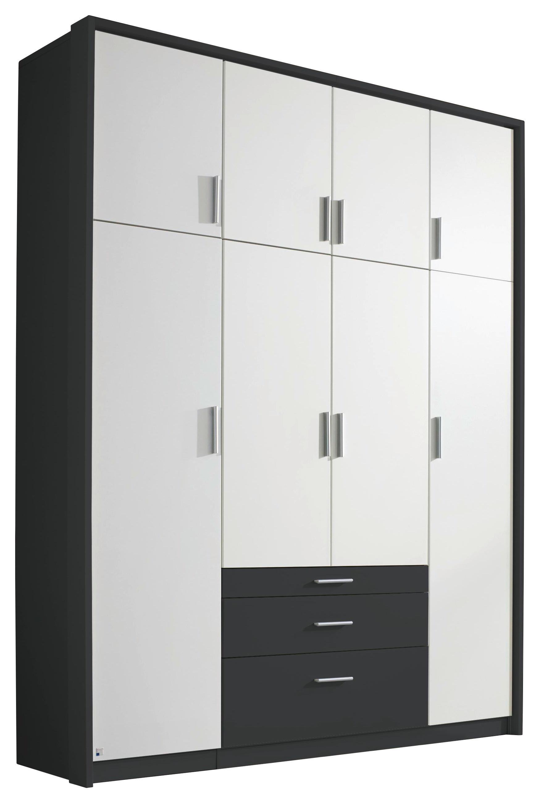 Drehtürenschrank Mit Laden 185cm Hildesheim, Weiß/grau - Weiß/Grau, Design, Holzwerkstoff (185/231/56cm) - Rauch Möbel