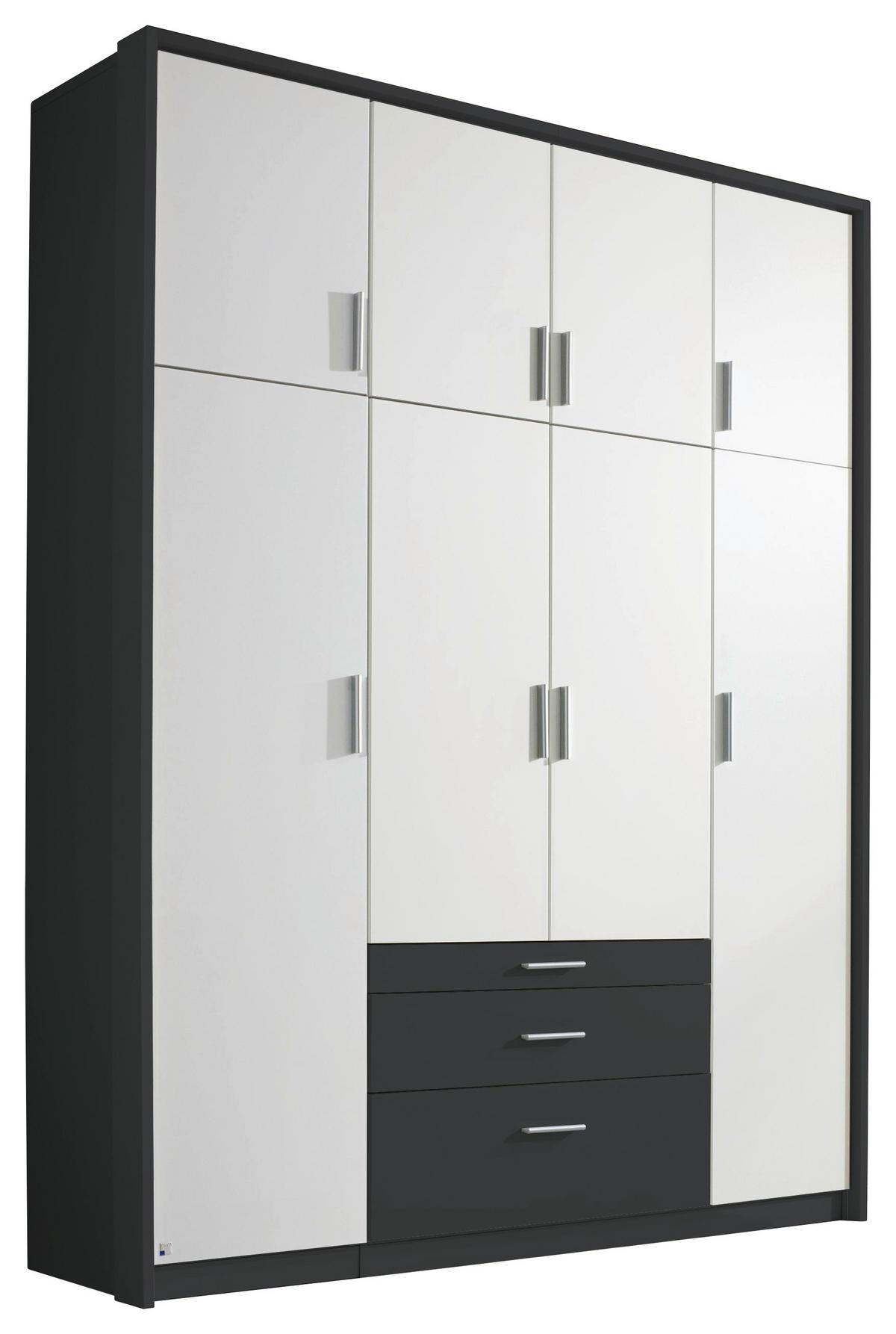 Drehtürenschrank Mit Laden 185cm Hildesheim, Weiß/grau - Weiß/Grau, Design, Holzwerkstoff (185/231/56cm) - Rauch Möbel