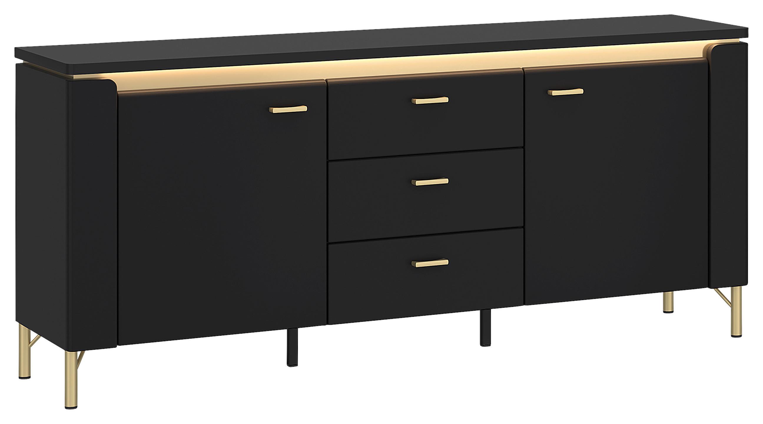 TV-Element Norica Goldfarben/Schwarz B: 155,3 cm - Goldfarben/Schwarz, Trend, Holzwerkstoff (155,3/70/40cm) - Sonnhaus