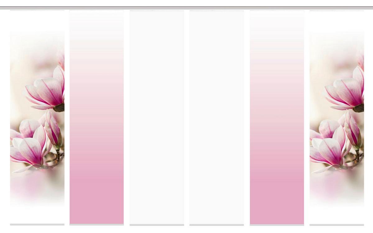 Vorhang mit Paneelwagen Magnene 60x245 cm Rosa/Weiß - Rosa, Basics, Textil (6x60/245cm)