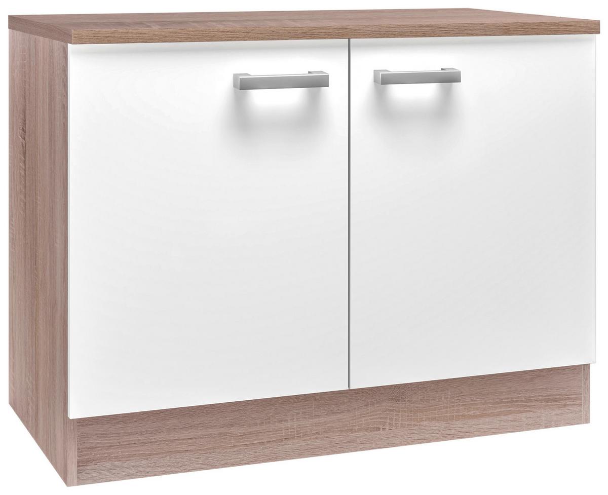 Drezová skrinka LEXA - biela/hliníková, Modern, kompozitné drevo/plast (100/85/60cm) - Based