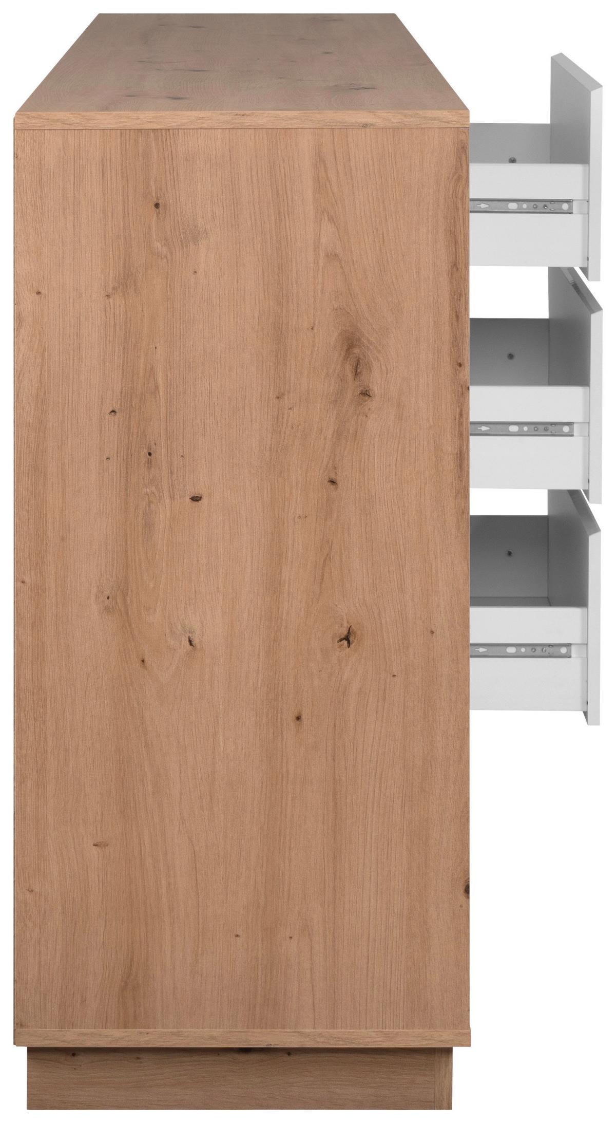 Kommode Phoenix Artisan Eiche/Weiß, B: 178 cm - Eiche Artisan, Trend, Holzwerkstoff (178/88/40cm)