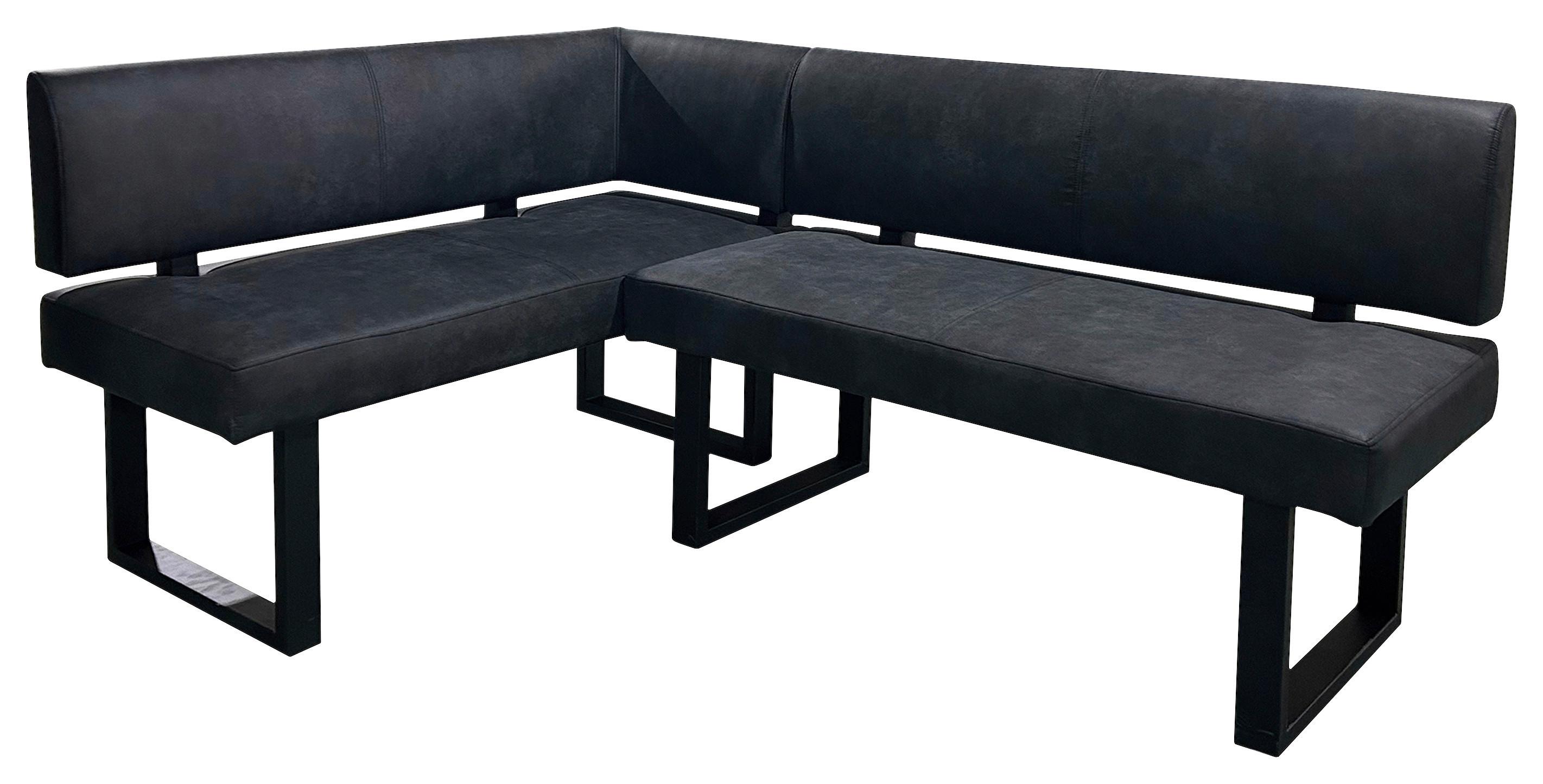 Eckbank Vancouver Anthrazit, Schwarz 125x181 Cm - Anthrazit/Schwarz, Design, Textil/Metall (125/181,5cm) - MID.YOU