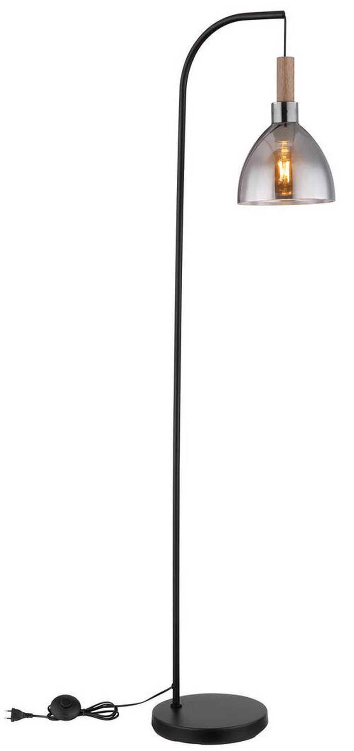 Stehleuchte 15550s - Schwarz, Design, Glas/Holzwerkstoff (40/25/150cm) - Globo