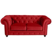 CHESTERFIELD-SOFA ORLEANS - Rot/Nussbaumfarben, Design, Textil (196/77/100cm) - Max Winzer