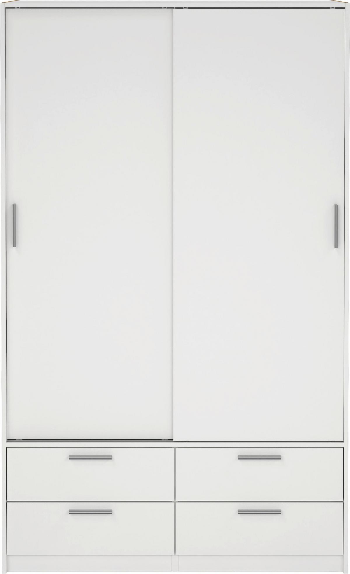 Schiebetürenschrank Line Weiß, B: 121,2 cm - Weiß, MODERN, Holzwerkstoff (121,2/200/60,3cm) - MID.YOU