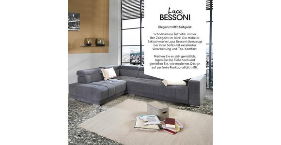 Ecksofa mit Relaxfunktion Hogan La, Webstoff - Silberfarben/Grau, MODERN, Holz/Textil (212/299cm) - Luca Bessoni