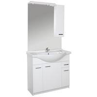 Badmöbel Kombi 4-Tlg. inkl. Led Fiola B: 86,8 cm Weiß - Weiß, KONVENTIONELL, Keramik/Holzwerkstoff (86,8/192/49cm)