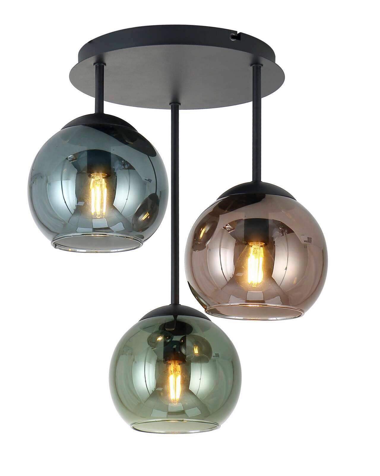 Deckenleuchte Gren - Blau/Rot, MODERN, Glas/Metall (34.5/40,5cm)