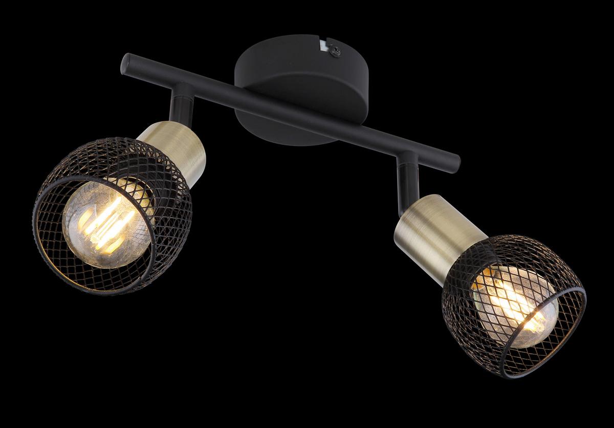 Strahler Fiastra 2-Flammig verstellbar L: 22 cm - Schwarz, Basics, Metall (22/8/14cm) - Globo