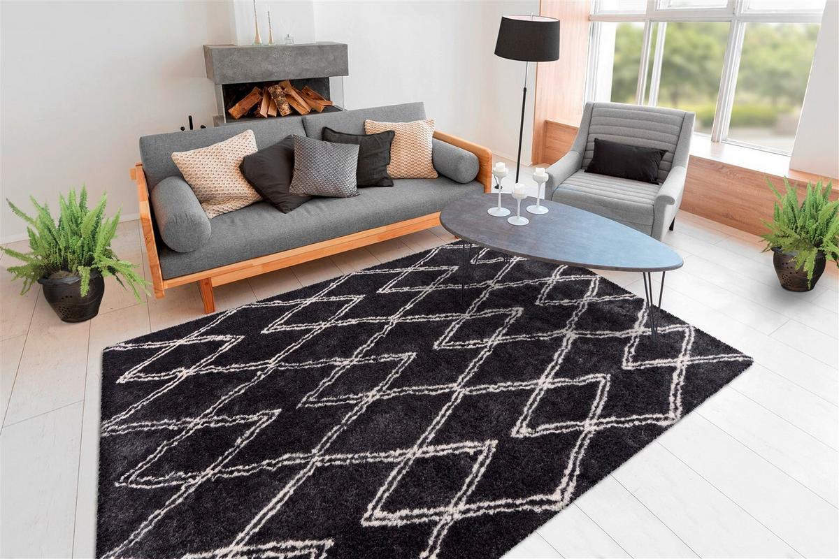 HOCHFLORTEPPICH Anthrazit/Grau - Anthrazit, KONVENTIONELL, Textil (80/150cm) - Kayoom