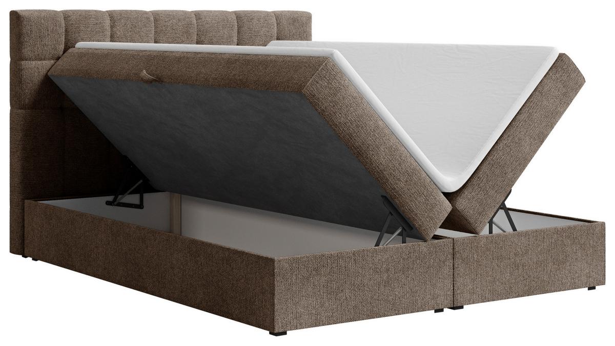 Boxbett Oslo mit Topper 180x200 - Schwarz/Braun, MODERN, Holz/Kunststoff (180/200cm) - Livetastic
