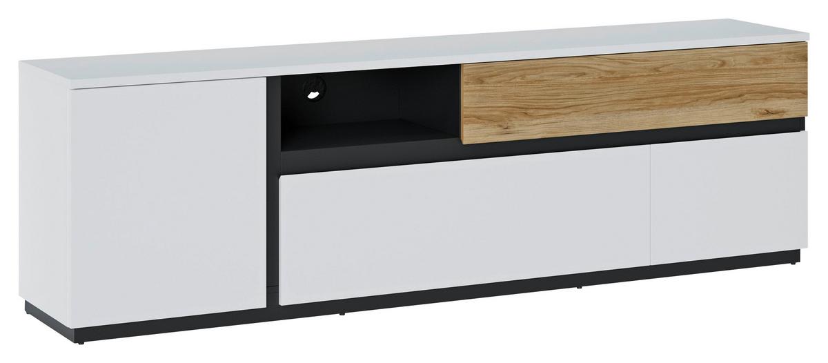 Tv-element Novena Alpinweiß B: 210,5 Cm - Eichefarben/Schwarz, Trend, Holzwerkstoff (210,5/63,1/40cm)