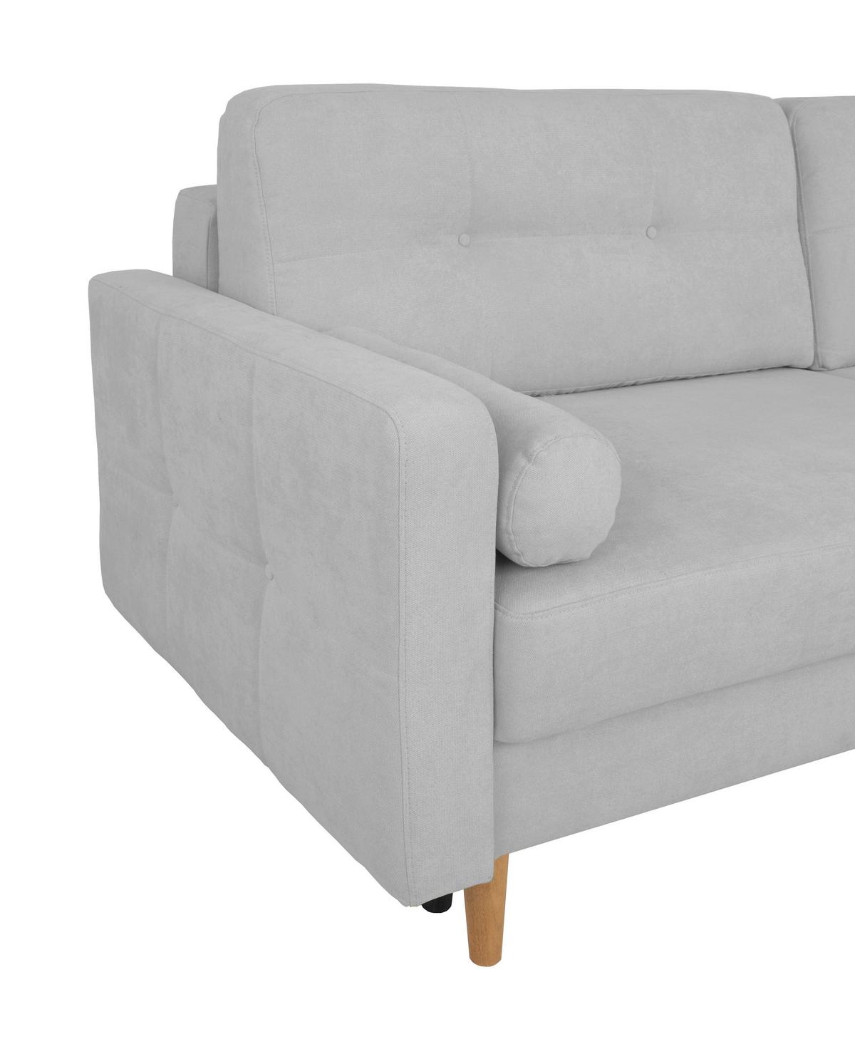 Schlafsofa Noret, Hellgrau B: 222 Cm - Buchefarben/Hellgrau, Design, Textil (222/93/99cm) - MID.YOU