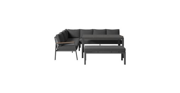 Loungegarnitur Lecce - Anthrazit/Schwarz, MODERN, Glas/Textil (194/255cm) - Beldano