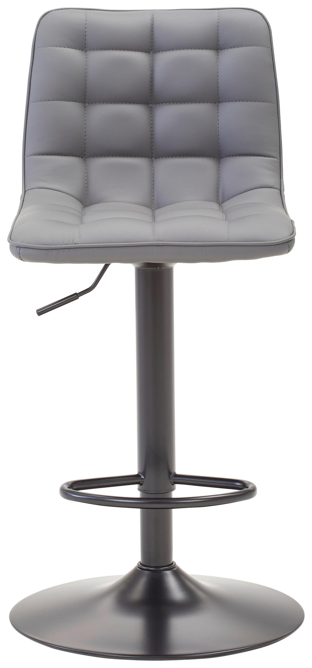 Barhocker Elias Grau höhenverstellbar, B: 42 cm - Schwarz/Grau, MODERN, Textil/Metall (42/109,5/52cm) - Livetastic