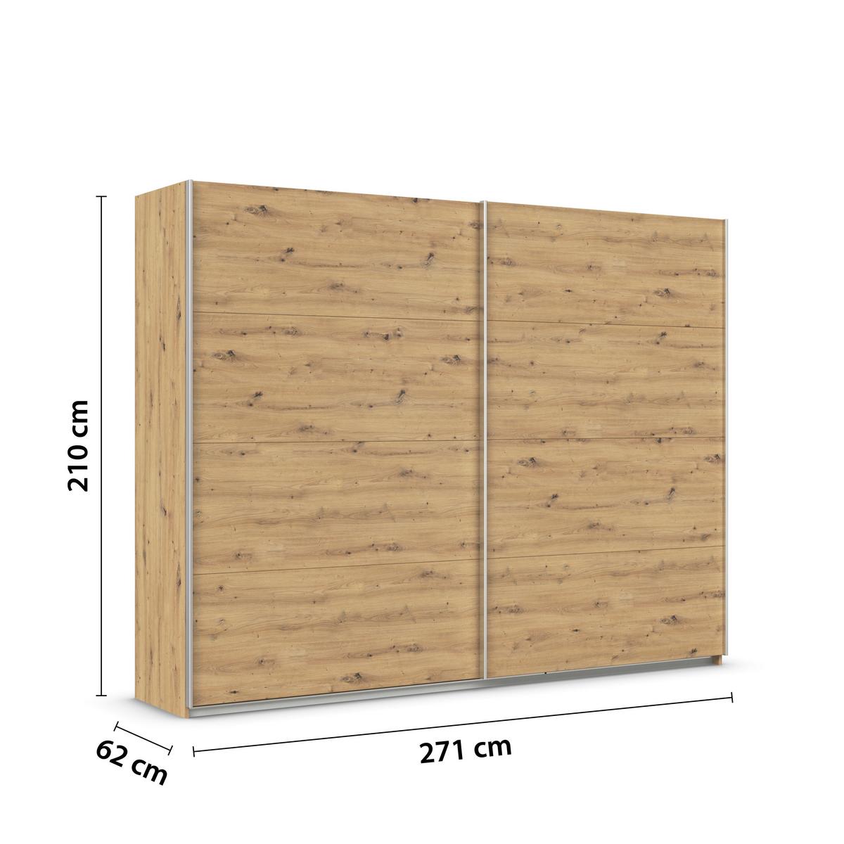 Schwebetürenschrank Feldkirch 271 Normalhöhe - Eiche Artisan, MODERN, Holzwerkstoff (271/210/62cm)