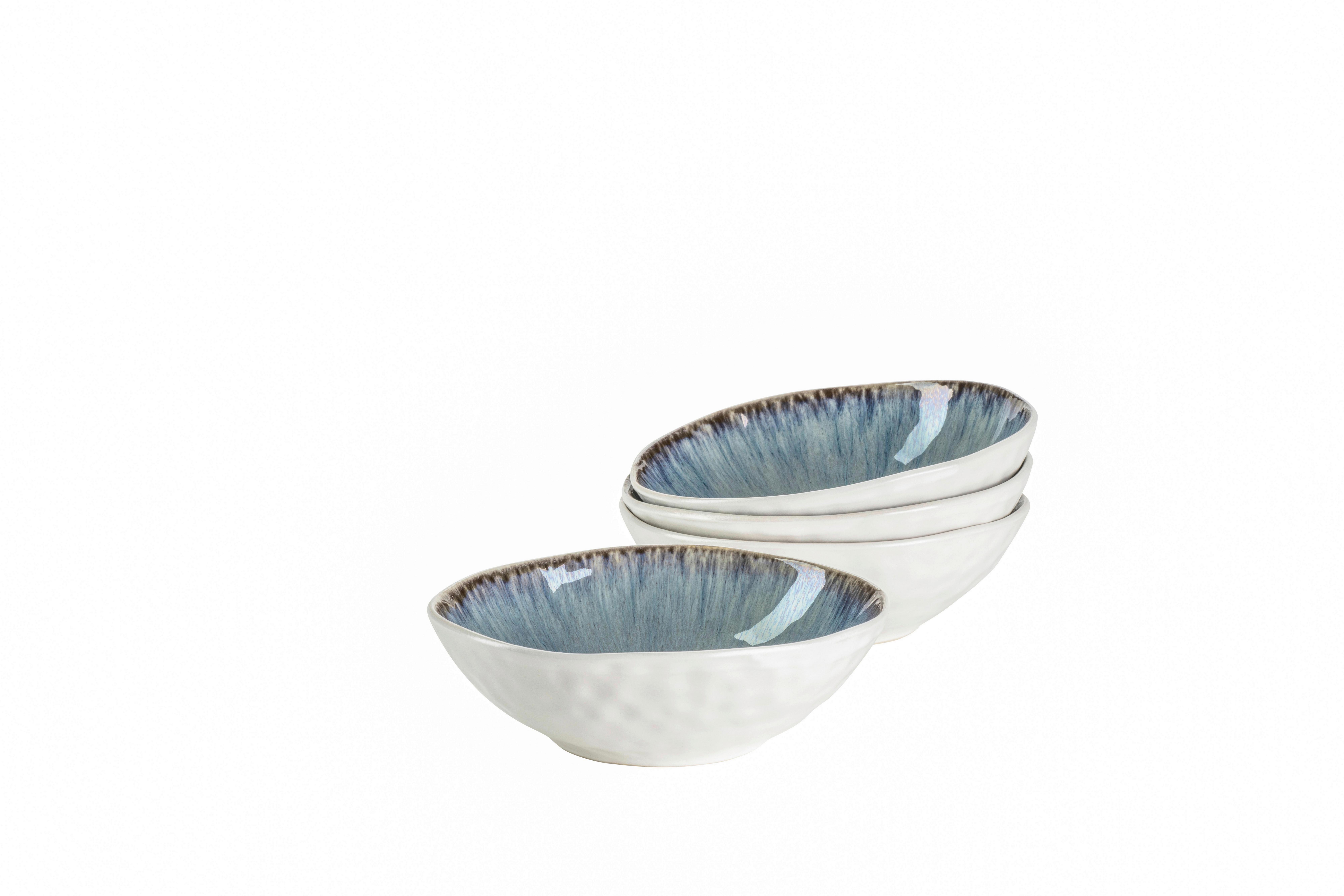 Schüsselset Steinzeug 4--Teilig. Blau D: 17,5 cm