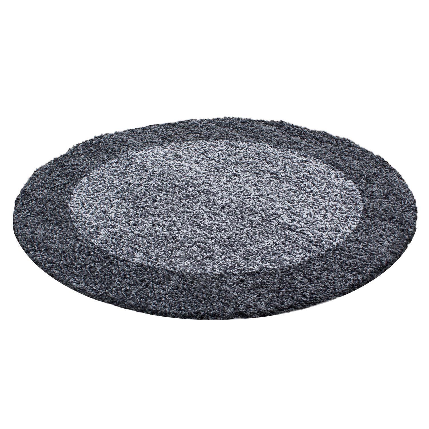 Hochflor Teppich Grau Life Rund Ø 120 cm - Grau, KONVENTIONELL, Textil (120cm) - Novel