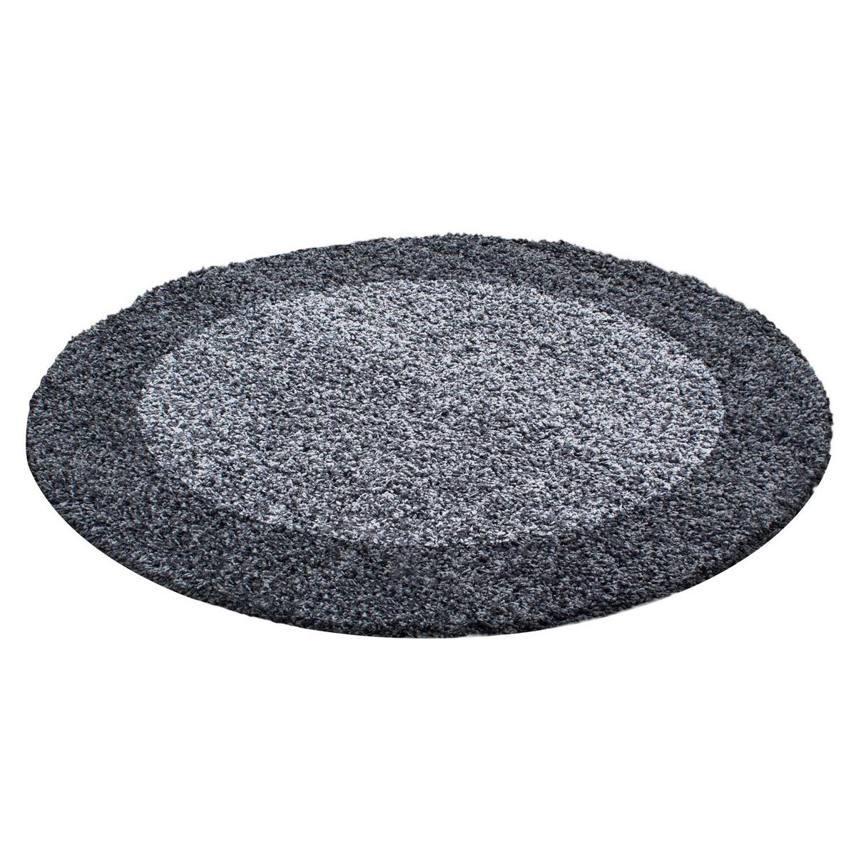 Hochflor Teppich Grau Life Rund Ø 120 cm - Grau, KONVENTIONELL, Textil (120cm) - Novel