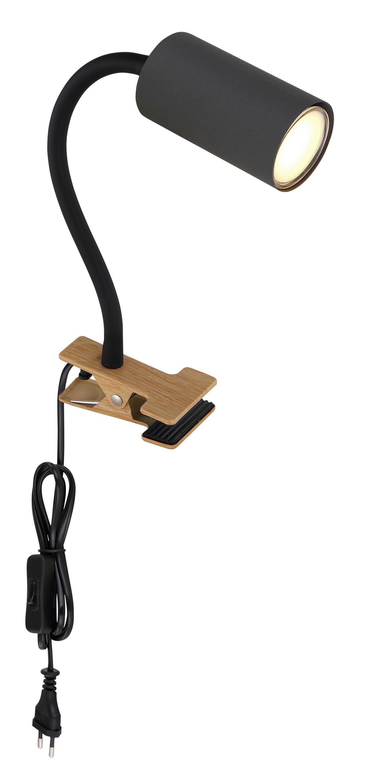 Klemmleuchte 57911kg Warmweiß mit Klippschalter - Graphitfarben/Schwarz, Basics, Kunststoff/Metall (10/5,5/41,5cm) - Globo