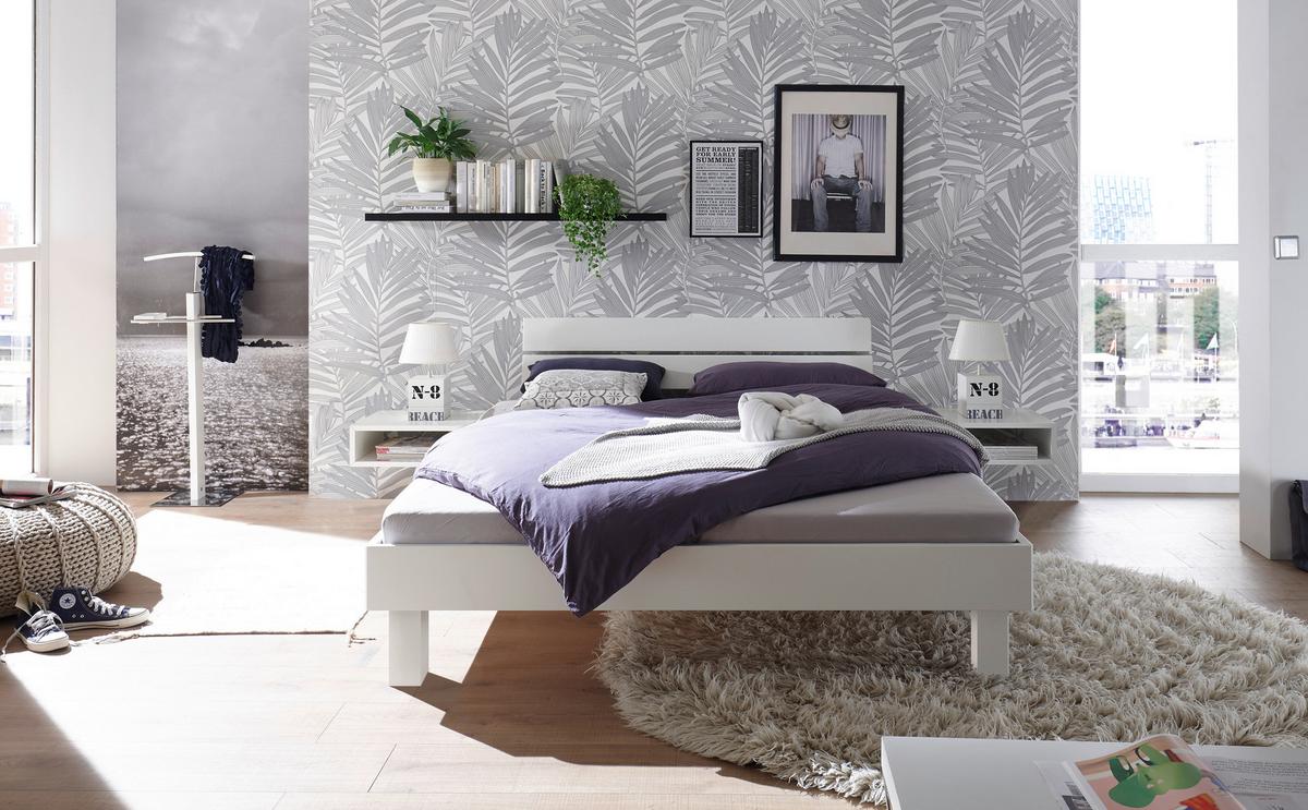 Bett Prato Kopfteil Mit 2 Paneele 200x200 Cm - Weiß, Natur, Holzwerkstoff (200/200cm) - Hasena