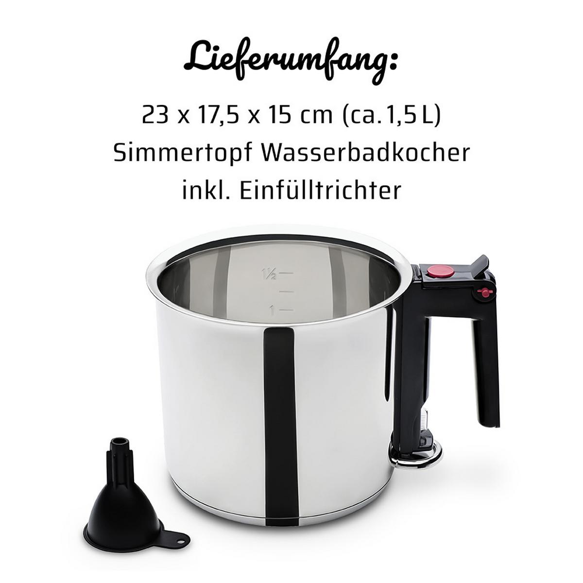 Kochtopf Wasserbadkocher 1,5 L Edelstahlfarben - Edelstahlfarben, Basics, Metall (16cm) - GSW