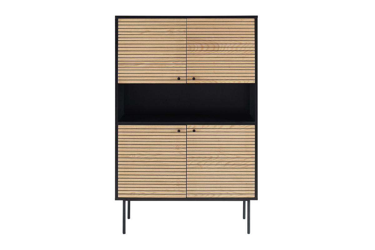 Highboard Schwarz, Eichefarben B: 100cm - Eichefarben/Schwarz, Design, Holz/Holzwerkstoff (100/155/40cm) - Livetastic
