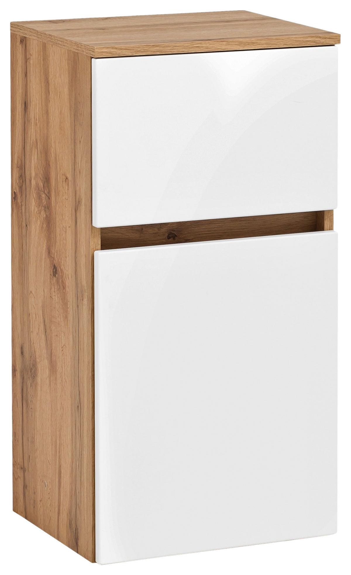 Unterschrank Kopenhagen B: 40 Cm Weiß/eiche Dekor - Eichefarben/Silberfarben, KONVENTIONELL, Holzwerkstoff (40/79/35cm) - Held