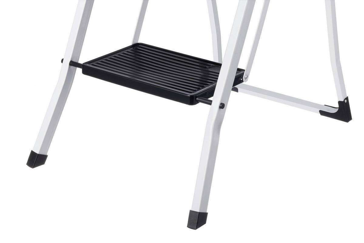 Klapptrittleiter Bernd Metall/Kunststoff, 3 Stufen - Schwarz Hochglanz/Weiß Hochglanz, KONVENTIONELL, Kunststoff/Metall (46,5/68,5/106cm) - Homezone