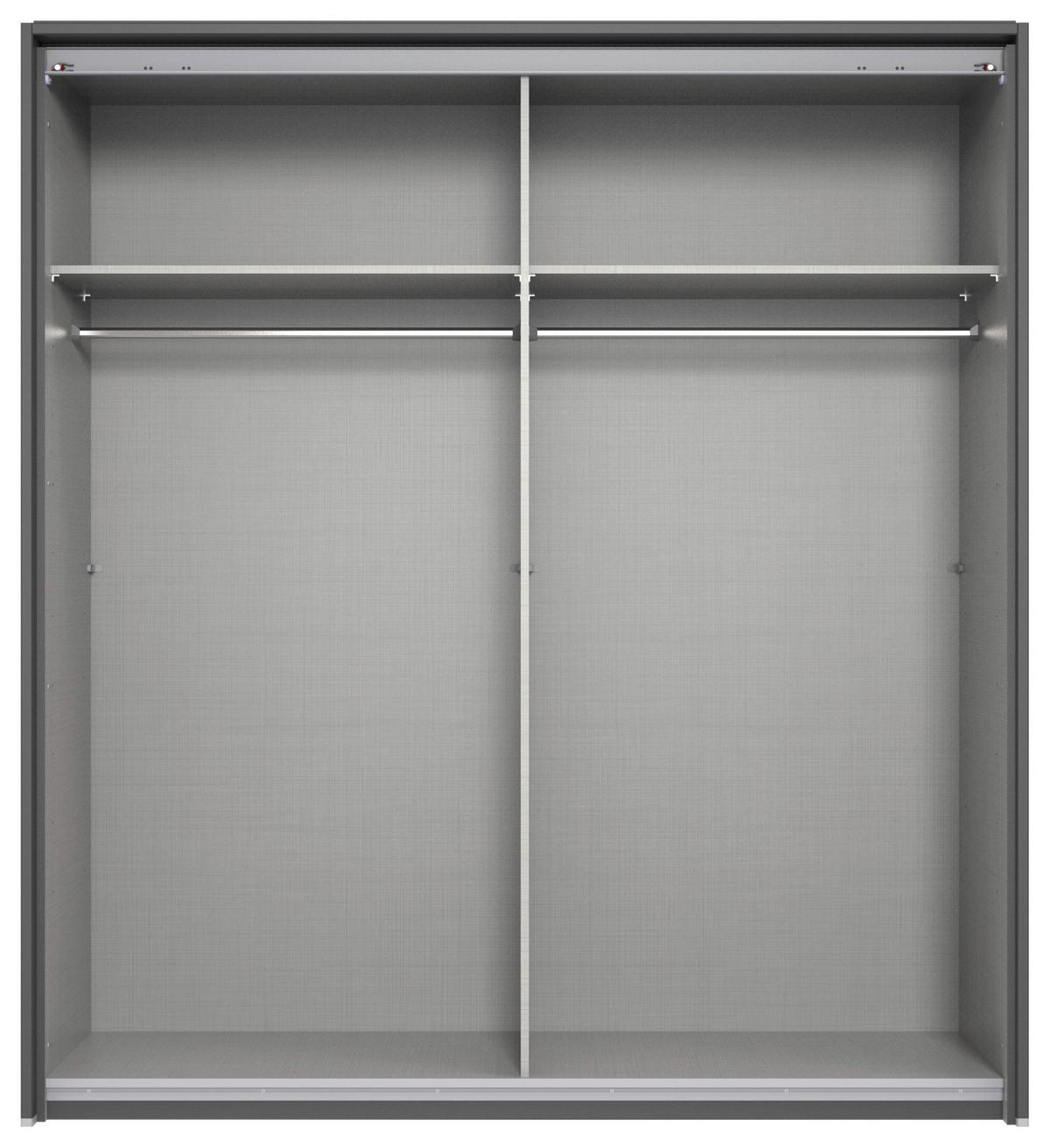 Schwebetürenschrank Monaco Graphitfarben/schwarz B: 180cm - Hellgrau/Graphitfarben, MODERN, Glas/Holzwerkstoff (180/210/65cm) - MID.YOU