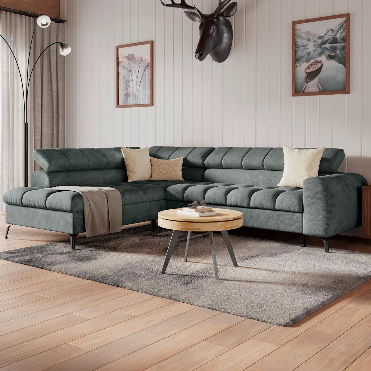 Ecksofa Volf Links New Grau, S: 203x261 cm - Schwarz/Grau, Trend, Kunststoff/Textil (203/261cm)