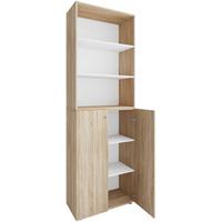 Aktenschrank Lona Eiche Dekor B: 70 cm - Weiß/Sonoma Eiche, Design, Holzwerkstoff (70/220/39cm) - MID.YOU