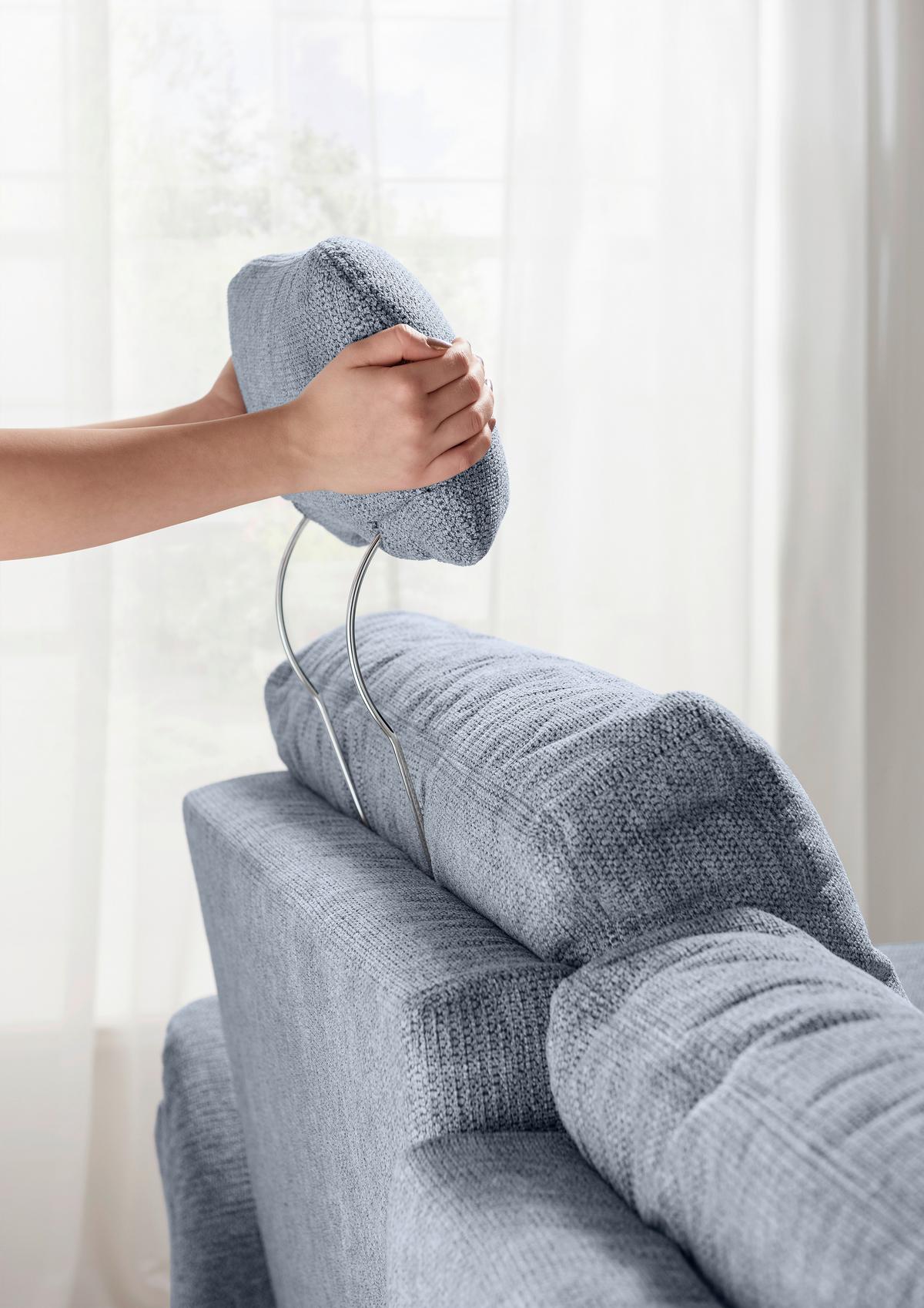 Ecksofa Brizzini Hellblau S: 264x206 Cm - Naturfarben/Hellblau, MODERN, Textil (264/206cm) - Livetastic