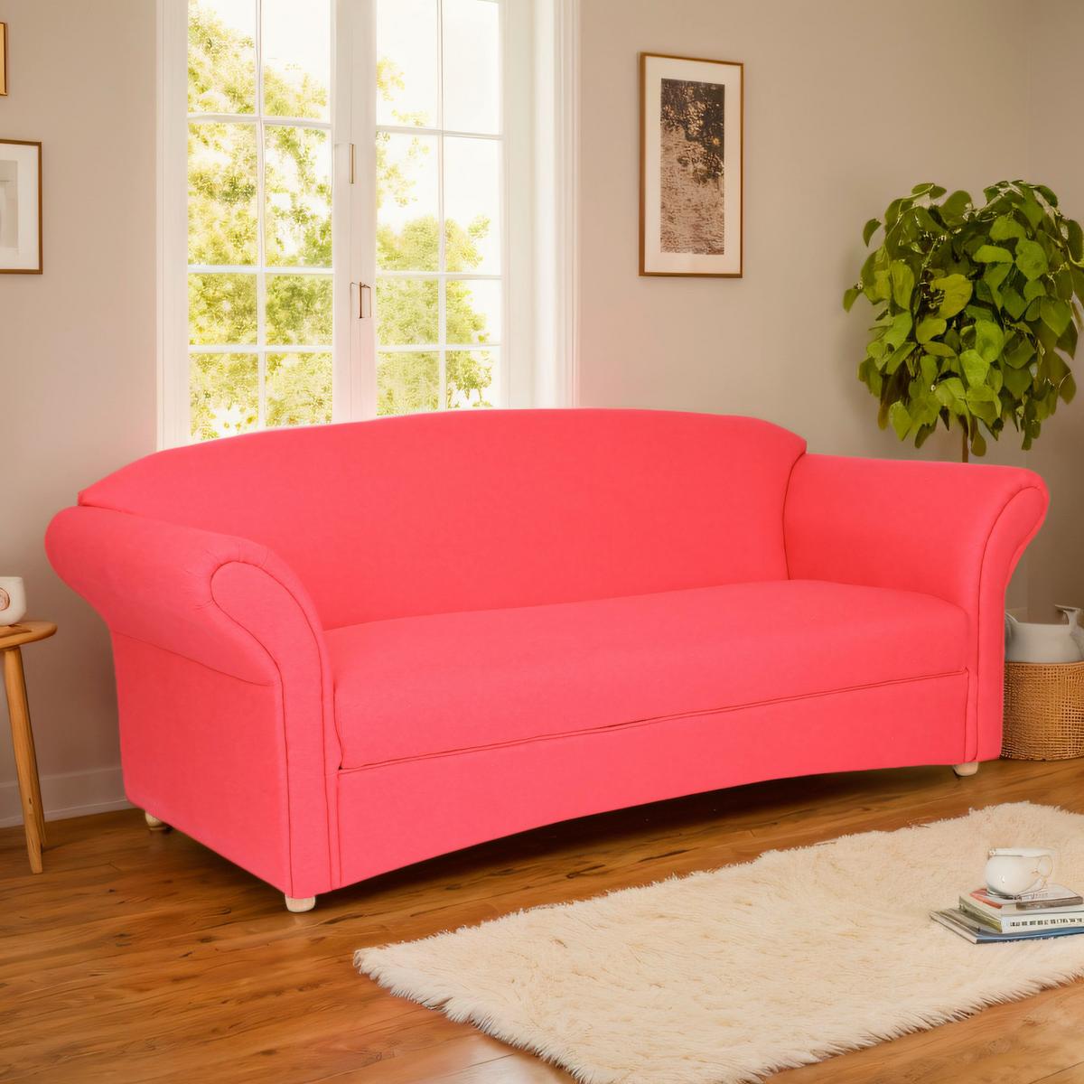 3-Sitzer Loretta ca. 204x83x85 rosa, Belastbarkeit ca. 300 kg - Hellrot, Basics, Holz/Textil (204/83/85cm)