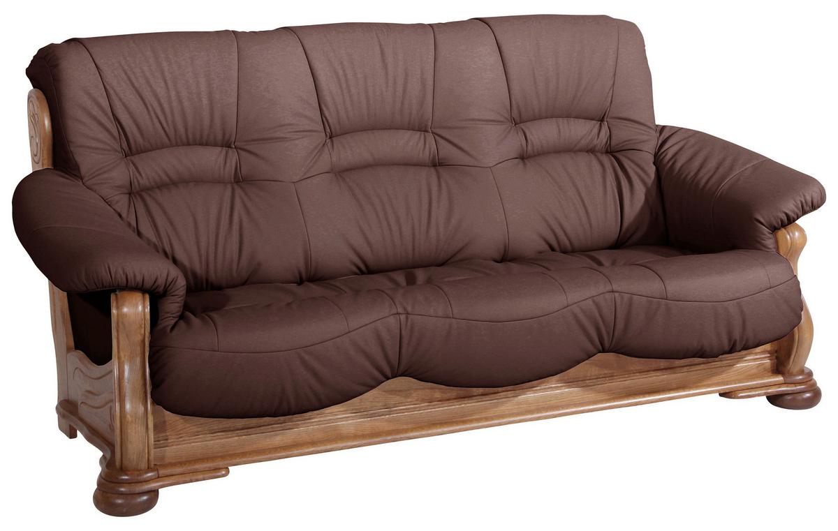 3-sitzer-sofa Tennessee Dunkelrot Echtleder - Eichefarben/Dunkelrot, LIFESTYLE, Leder/Holz (205/95/95cm) - Max Winzer