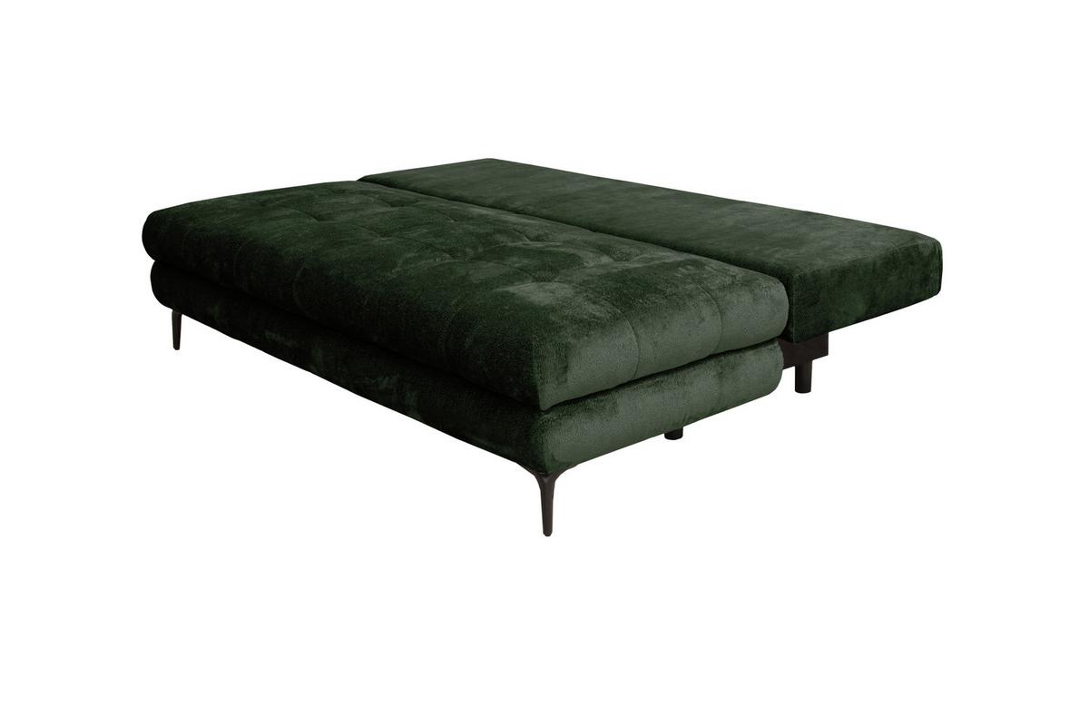 Rozkládací pohovka PERLA, tmavě zelený velur - černá/tmavě zelená, Konvenční, kov/textil (203/94/96cm)