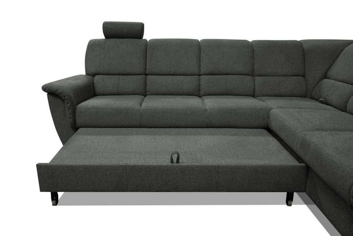 Sedačka MARSYLIA, pravá, antracit.velur, s relax.rohem - černá/barvy stříbra, Design, kov/dřevo (270/216cm) - MID.YOU