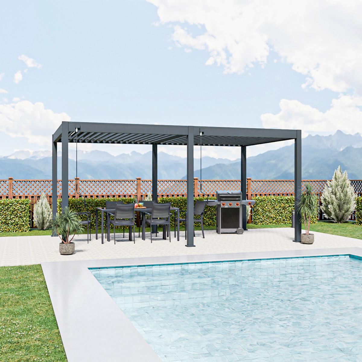 Pergola 300x530 Cm Wetterbeständig, Graphitfarben - Graphitfarben, Basics, Metall (300/530/255cm)