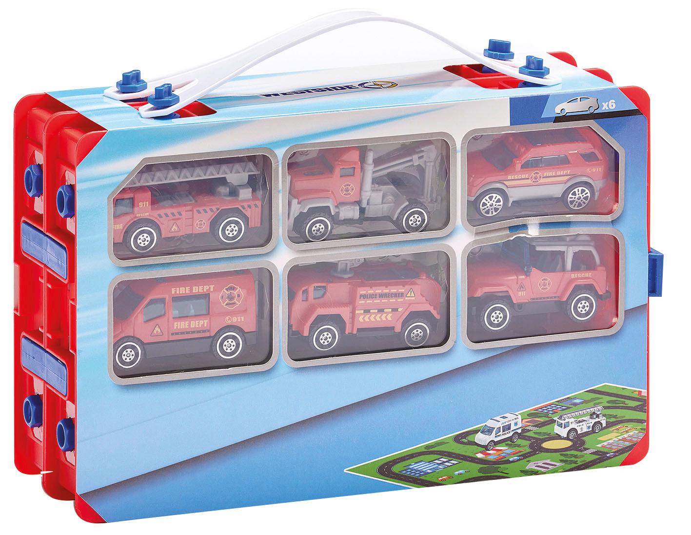 Spielzeugauto Mini-Auto-Box Mit Spielmatte - Blau/Gelb, LIFESTYLE, Kunststoff (28/19/9cm)