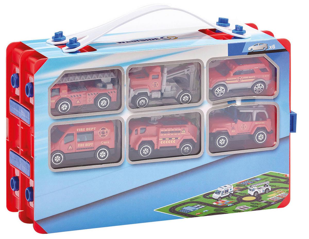 Spielzeugauto Mini-Auto-Box Mit Spielmatte - Blau/Gelb, LIFESTYLE, Kunststoff (28/19/9cm)