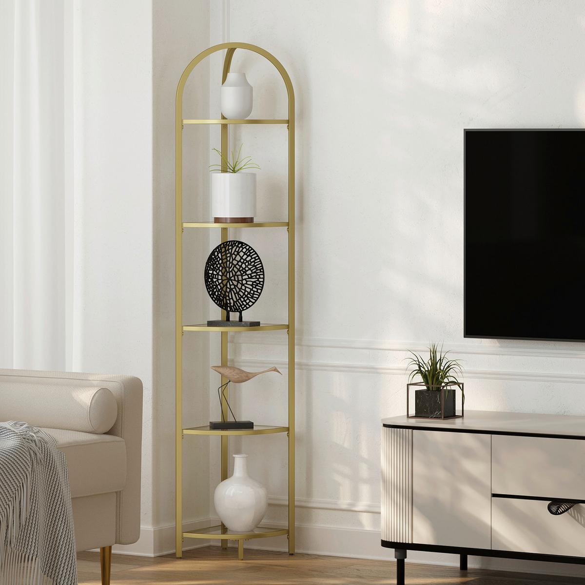 ECKREGAL Goldfarben B: 28 cm - Goldfarben, Trend, Glas/Metall (28/158/28cm) - MID.YOU